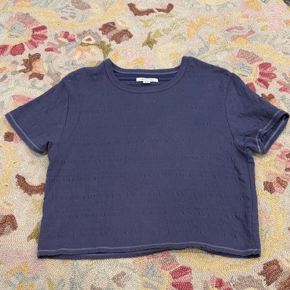American Eagle Outfitters Navy Textured Tee